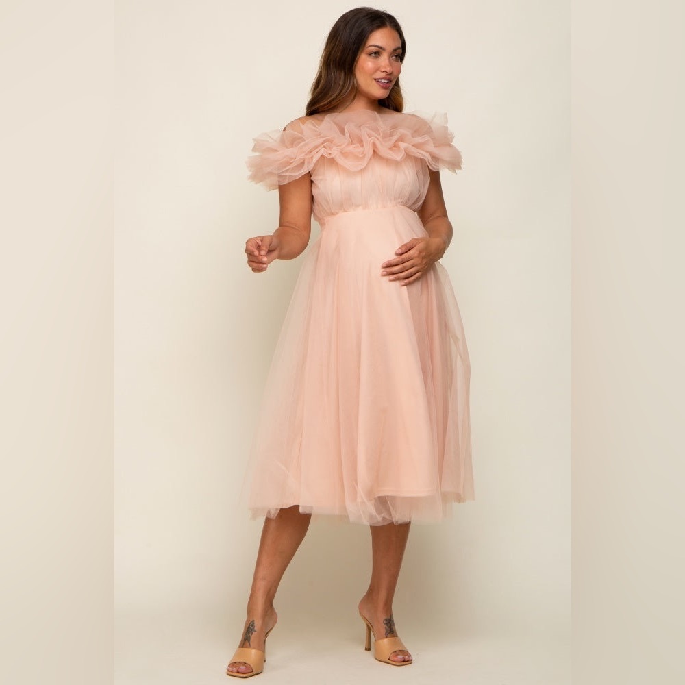 Pinkblush off the shoulder tulle midi nwot